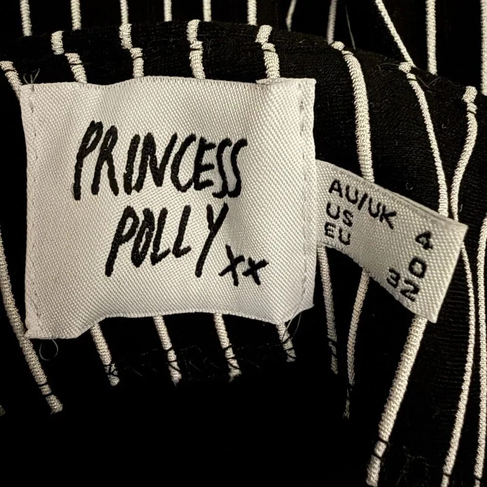 Princess Polly Black White Stripe Skinny Leg Pants Jeggings‎ Leggings Size 0 - Picture 2 of 5